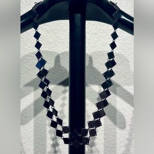 Black Gunmetal Double Strand Square Link Necklace